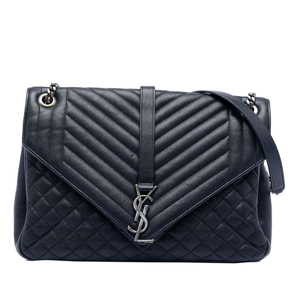 Saint Laurent Large Triquilt Sheepskin Monogram College Bag