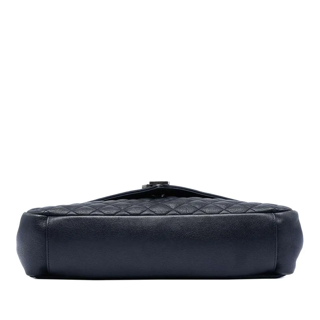Saint Laurent Large Triquilt Sheepskin Monogram College Bag Blue Leather Very good - Inside View