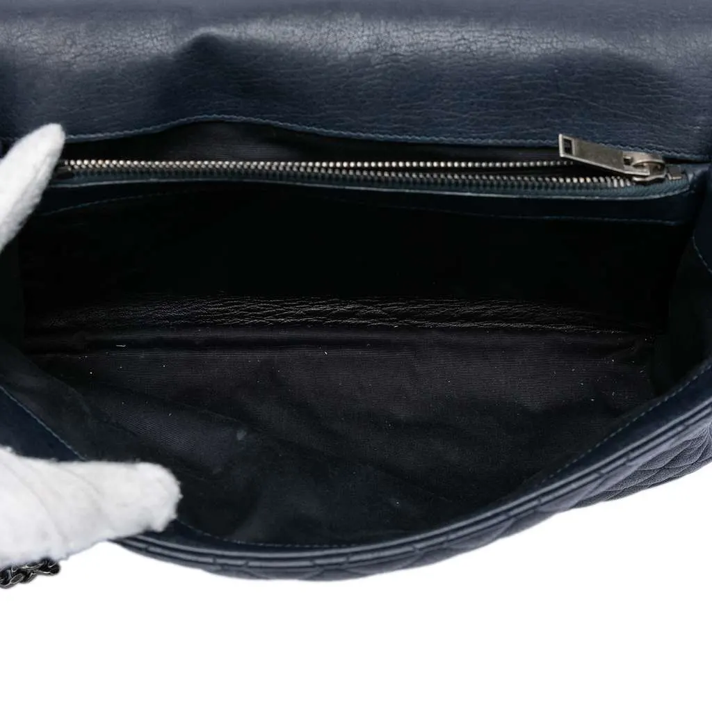 Saint Laurent Large Triquilt Sheepskin Monogram College Bag Blue Leather Very good - Model View