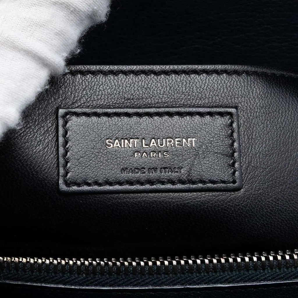 Saint Laurent Large Triquilt Sheepskin Monogram College Bag Blue Leather Very good - Box View