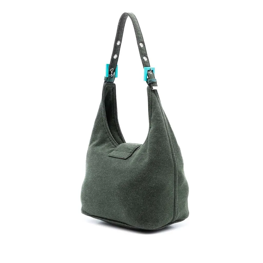 Fendi Cotton Shoulder Bag Green Cotton Very good - Back View