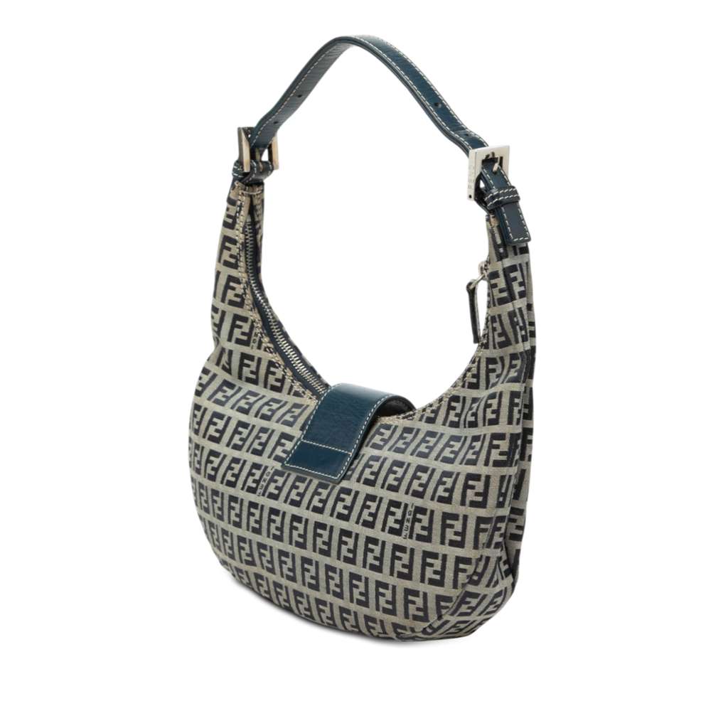 Fendi Zucchino Canvas Croissant Grey Canvas Good condition - Back View