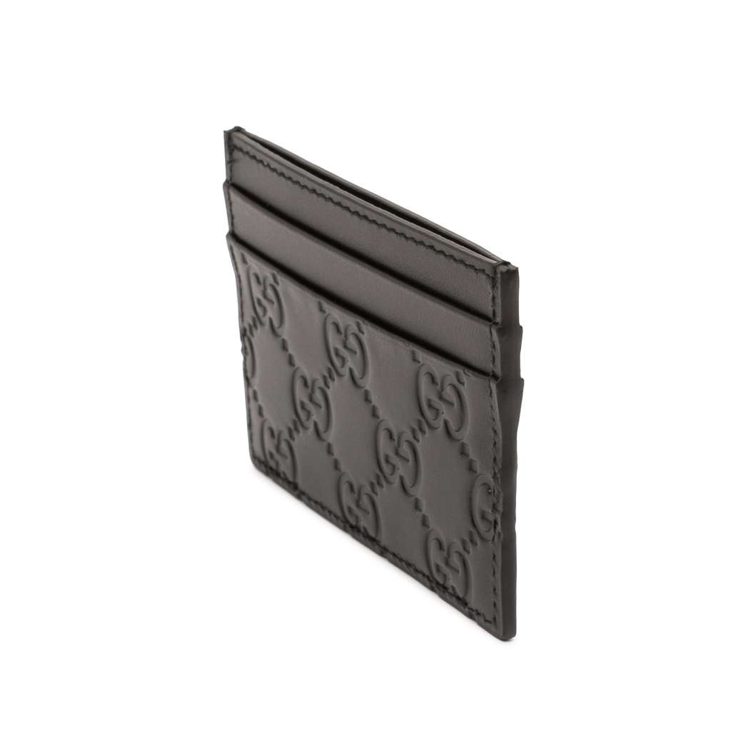 Gucci Guccissima Card Holder Black Leather Very good condition - Back View