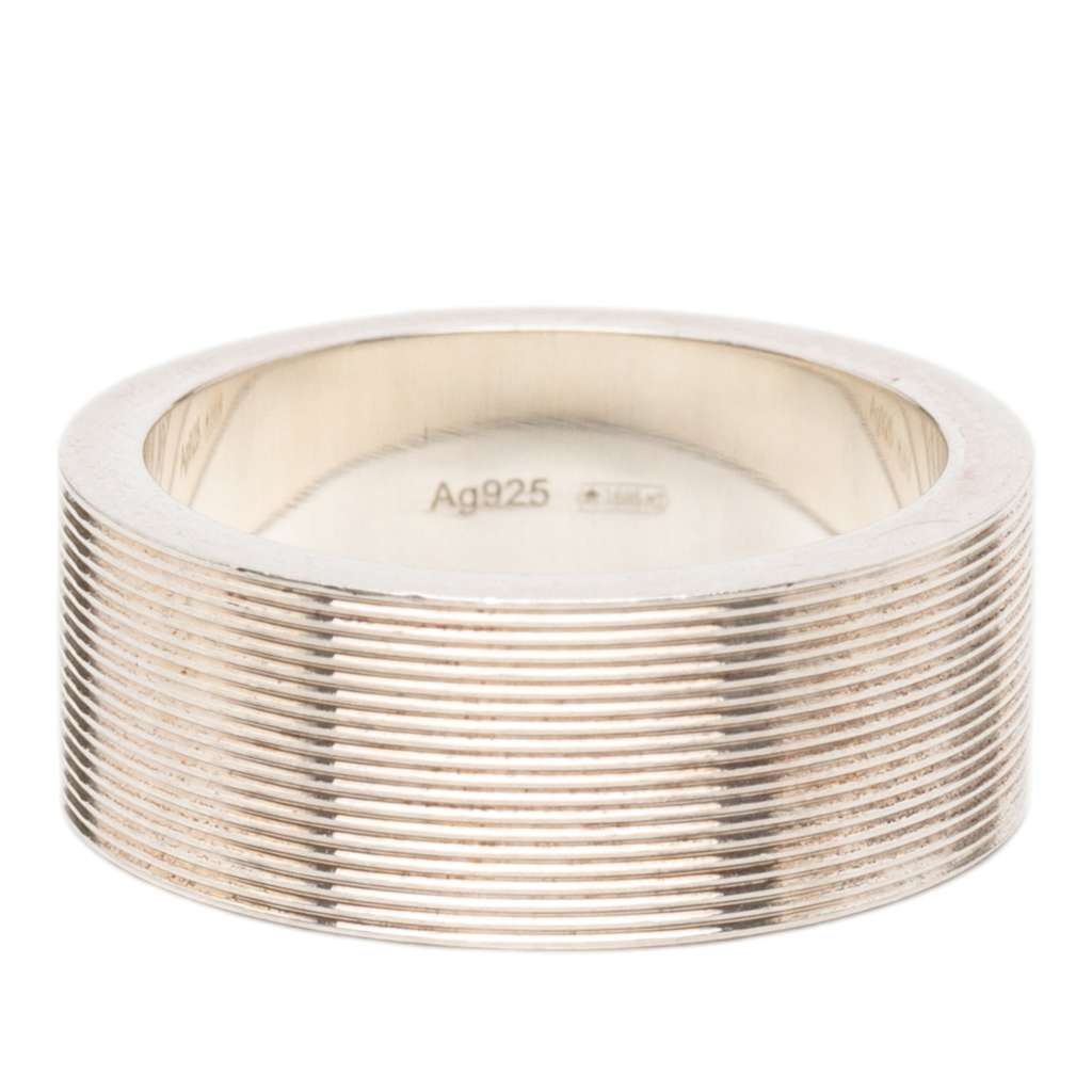 Gucci Sterling Silver Grooved Trademark Band Ring Silver Silver Good condition - Inside View