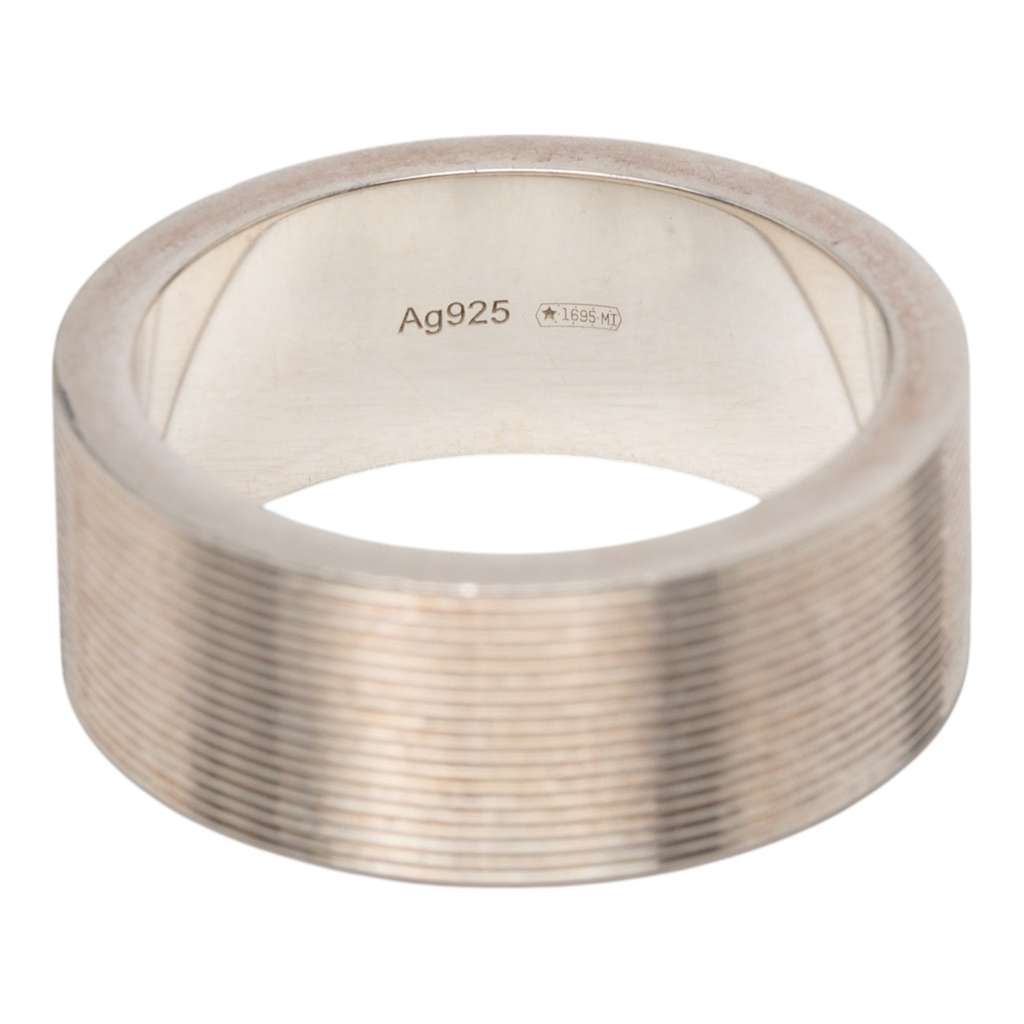 Gucci Sterling Silver Grooved Trademark Band Ring Silver Silver Good condition - Box View