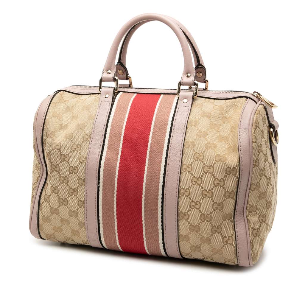Gucci Medium GG Canvas Web Joy Boston Bag Beige Good condition - Back View
