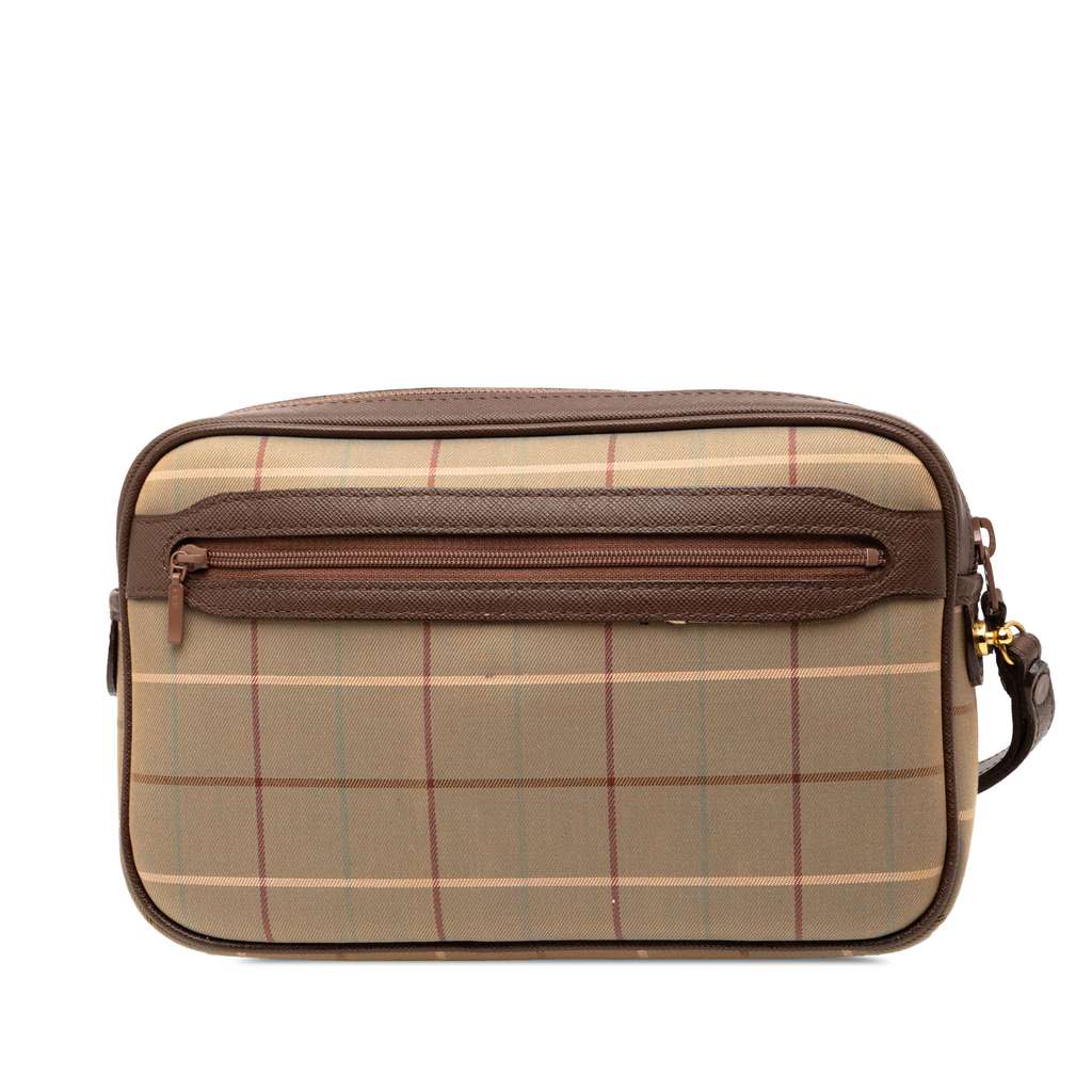 Burberry Vintage Check Canvas Clutch Brown Canvas Good condition - Back View