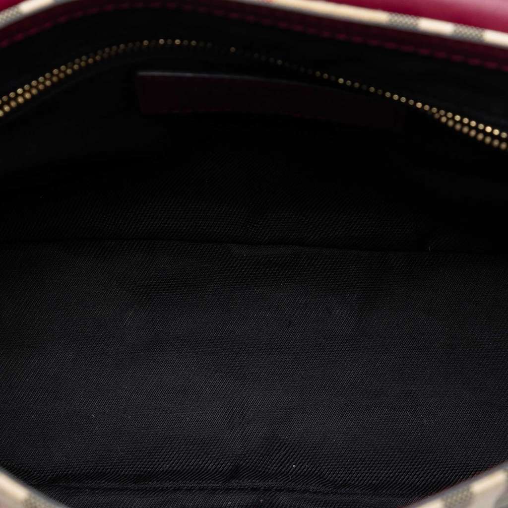 Burberry Small Bicolor Leather and House Check Dickens Crossbody Red Leather Good condition - Model View