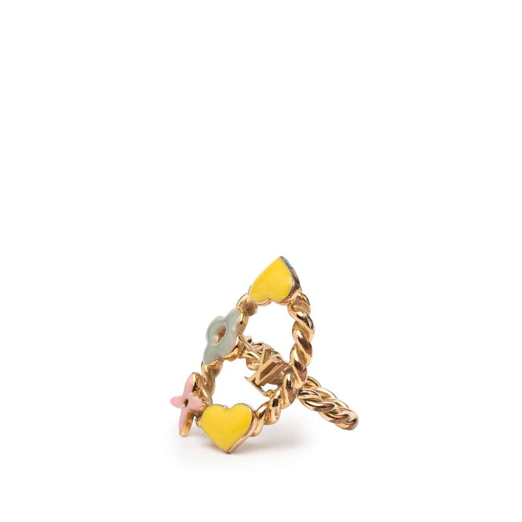 Louis Vuitton Gold Plated and Enamel Sweet Monogram Ring Gold Metal Good condition - Back View