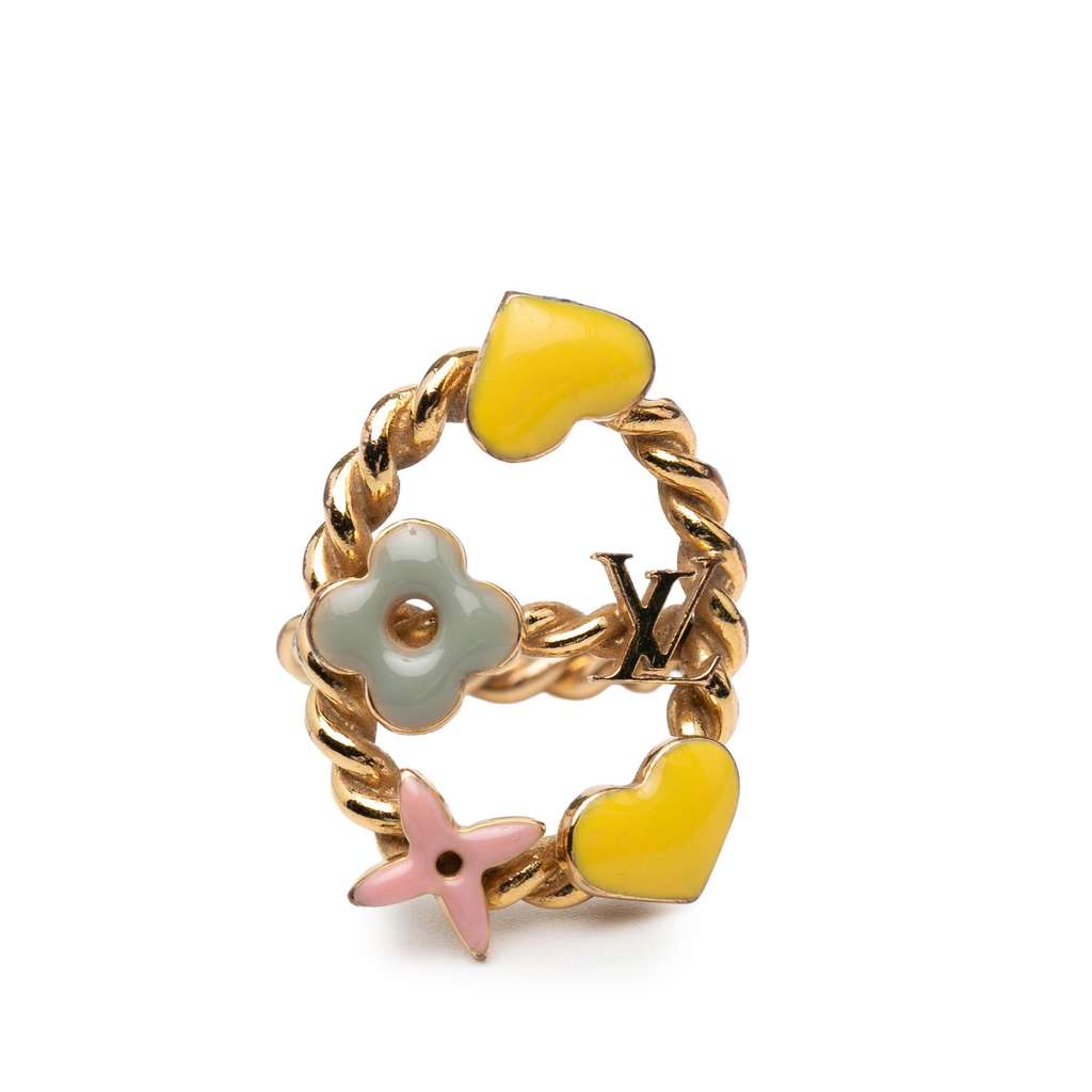 Louis Vuitton Gold Plated and Enamel Sweet Monogram Ring Gold Metal Good condition - Model View