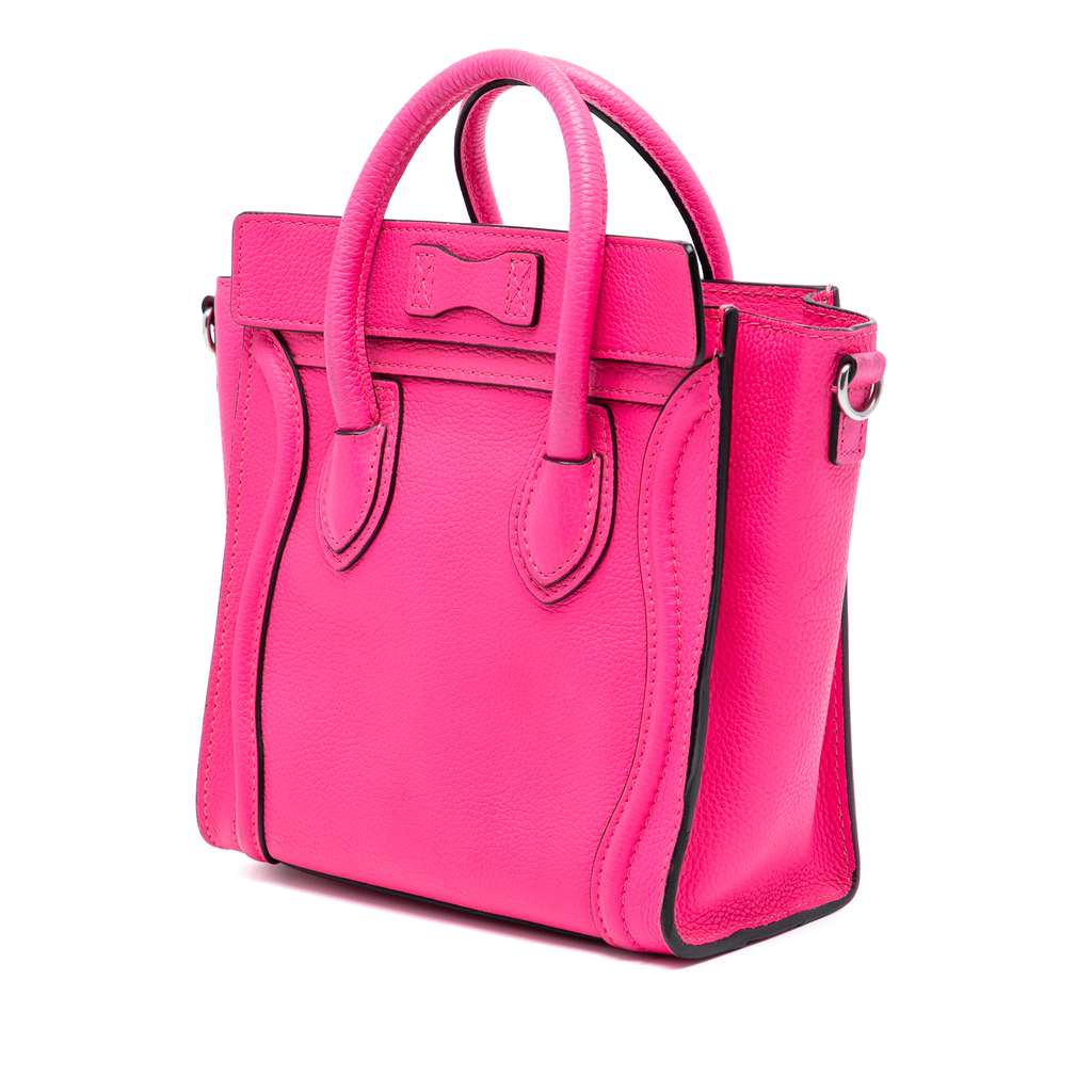 Celine Nano Leather Luggage Tote Pink Leather Good condition - Back View