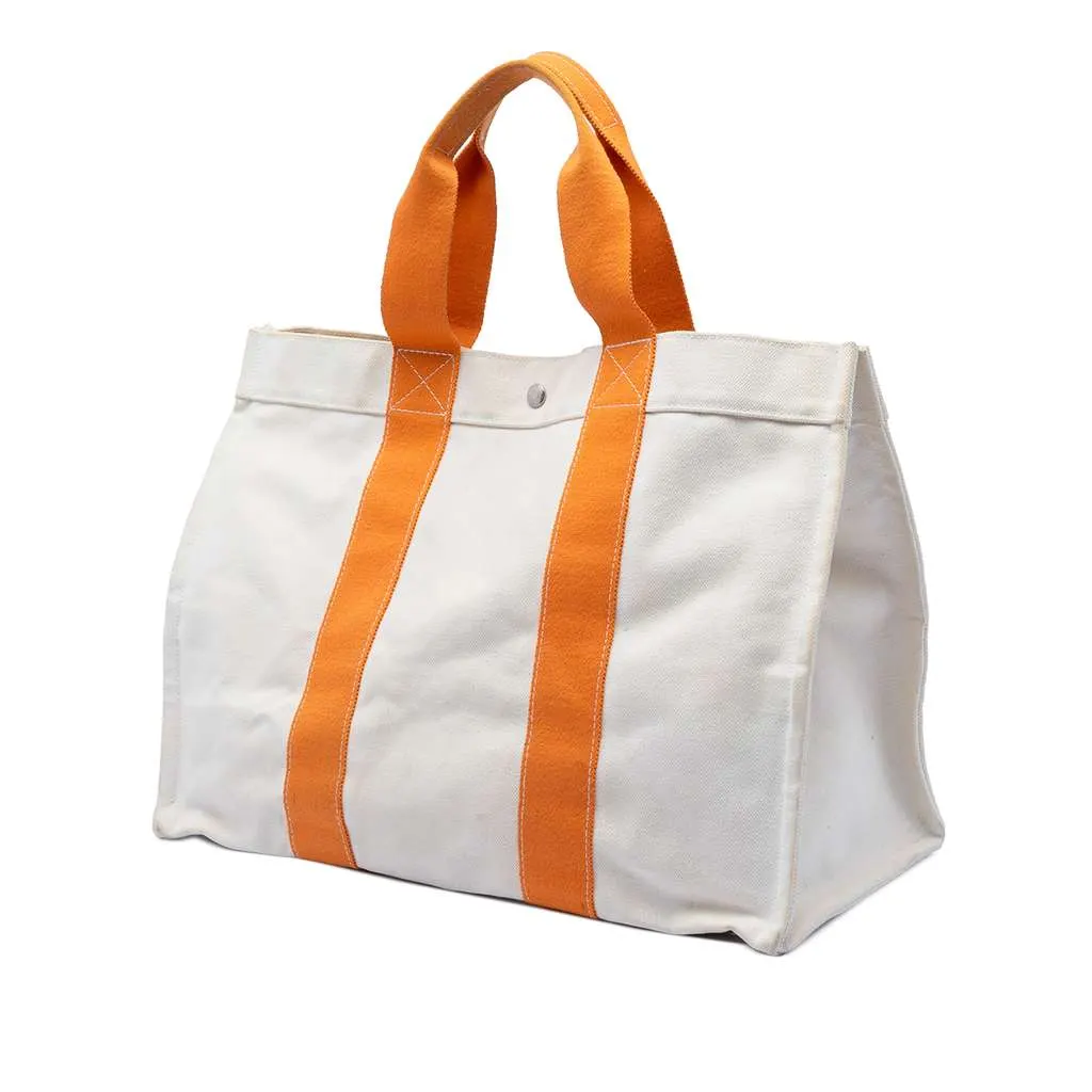 Hermès Toile Bora Bora Tote GM White Canvas Very good - Back View