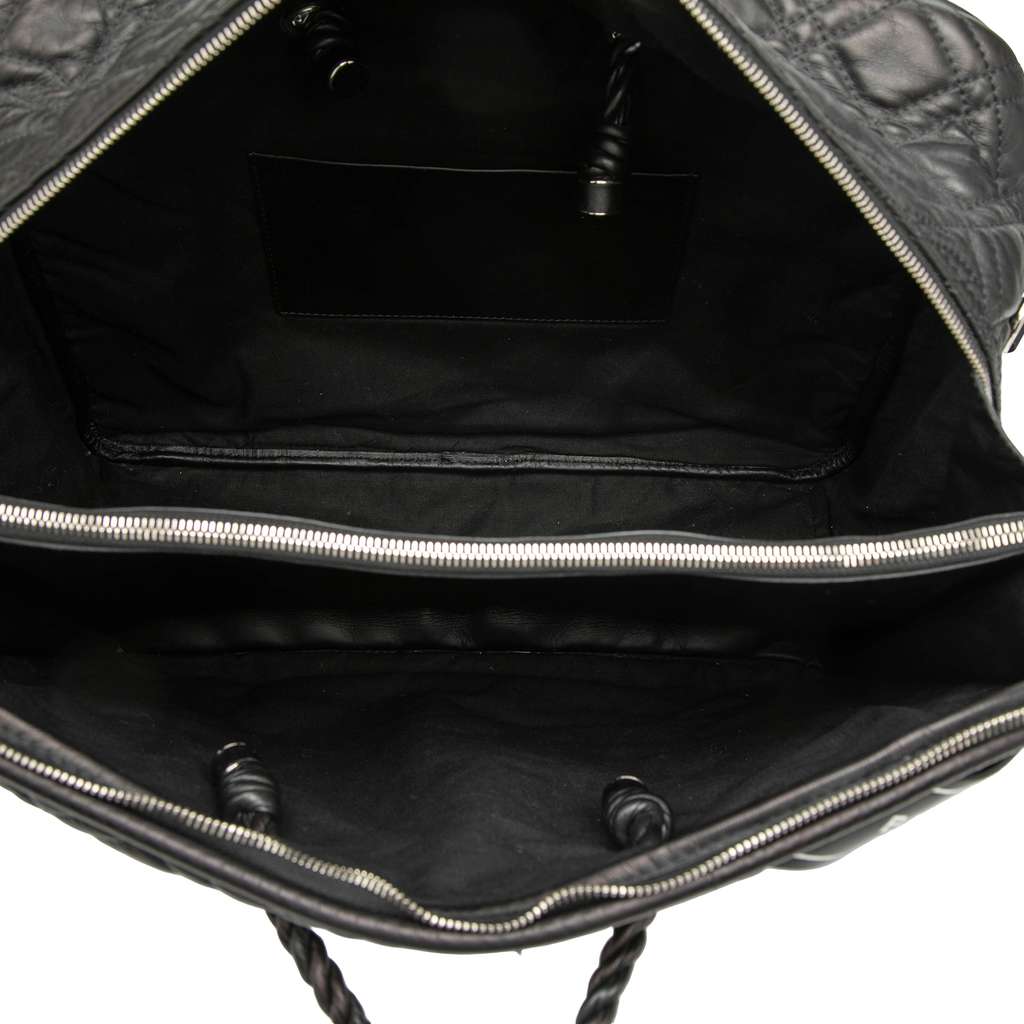 Balenciaga Medium Quilted Lambskin Blanket Square Satchel Black Leather Good condition - Model View