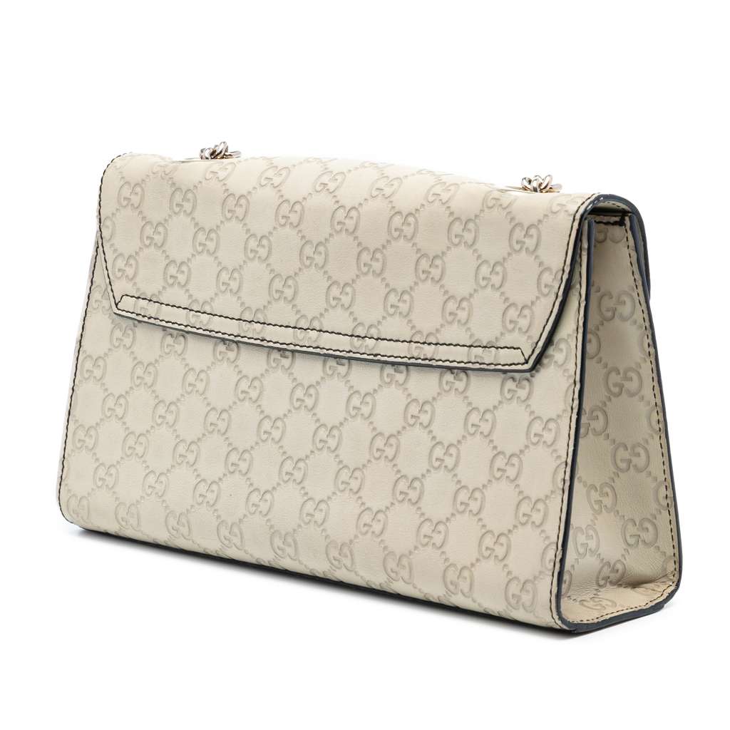 Gucci Medium Guccissima Emily Shoulder Bag White Leather Good condition - Back View