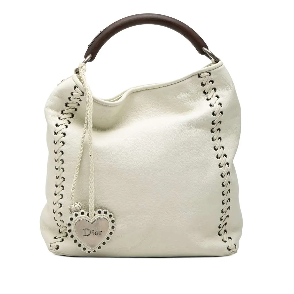 Dior Leather Ethnic Hobo White Leather Very good - Front View