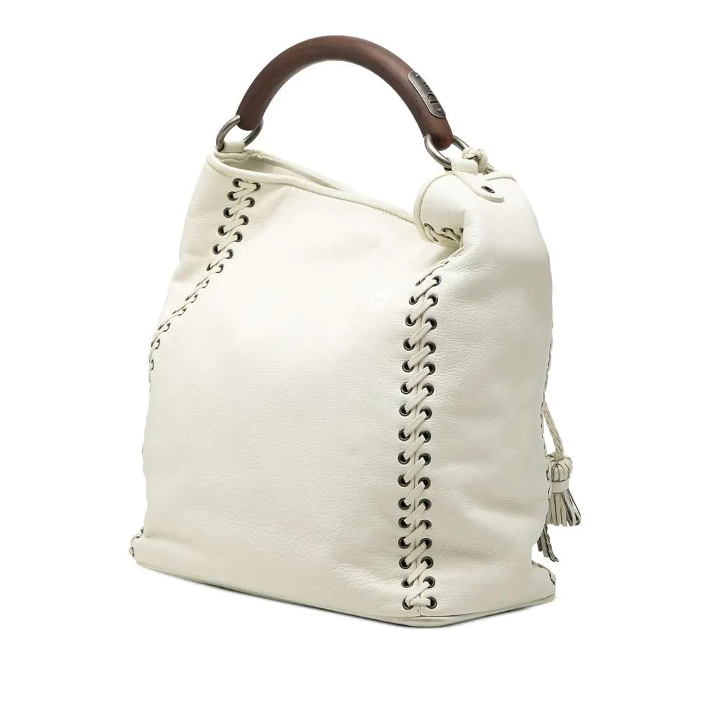Dior Leather Ethnic Hobo White Leather Very good - Back View