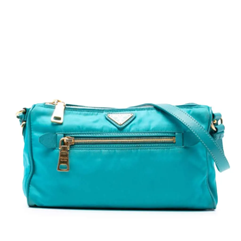 Prada Tessuto Shoulder Bag Blue Good - Front View
