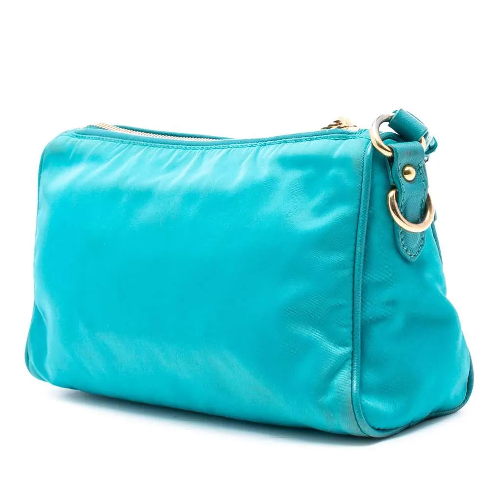 Prada Tessuto Shoulder Bag Blue Good - Back View