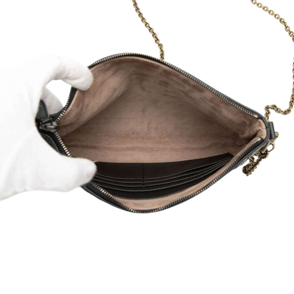 Bottega Veneta Nappa Intrecciato Chain Crossbody Black Leather Good condition - Model View