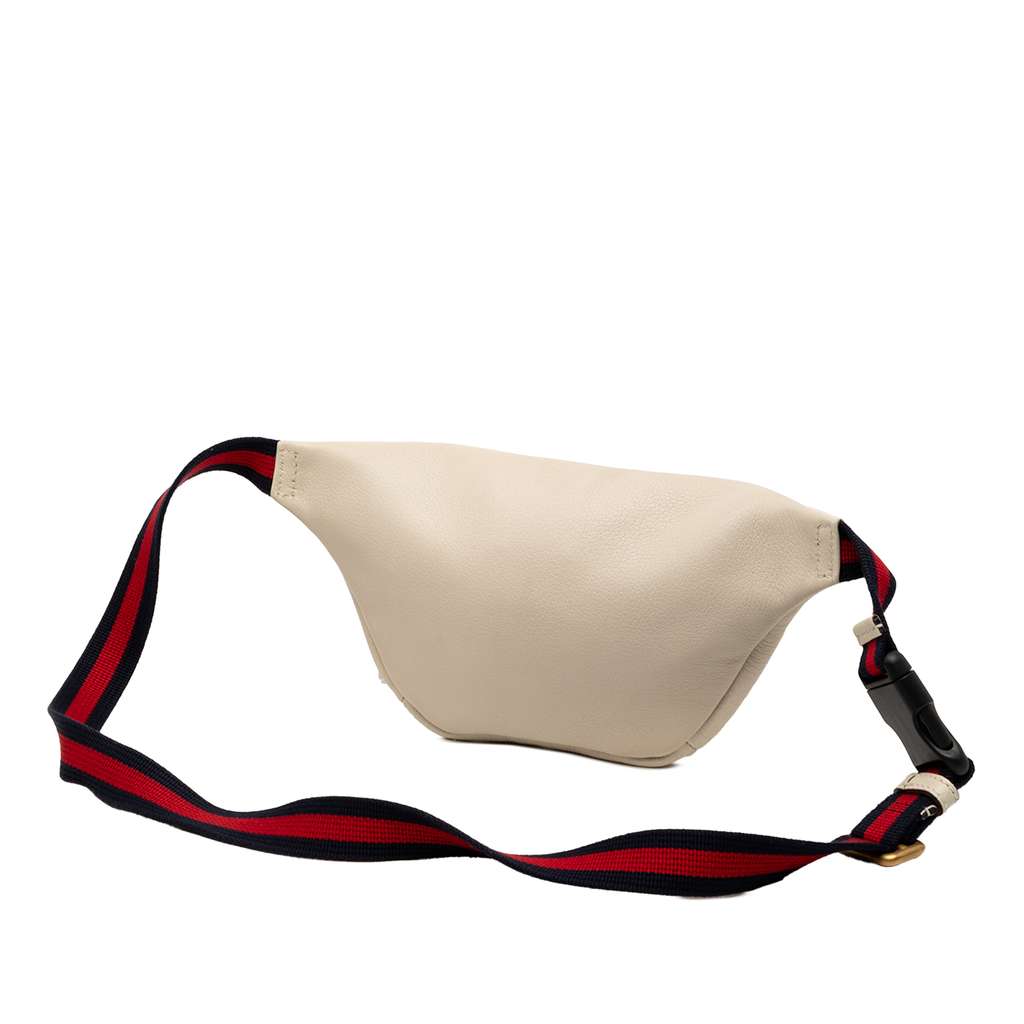 Gucci Small Grained Calfskin Logo Belt Bag White Leather Good condition - Back View