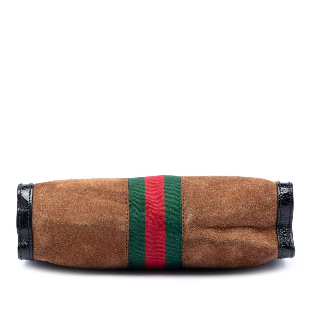 Gucci Small Suede Web Ophidia Chain Crossbody Brown Leather Good condition - Inside View