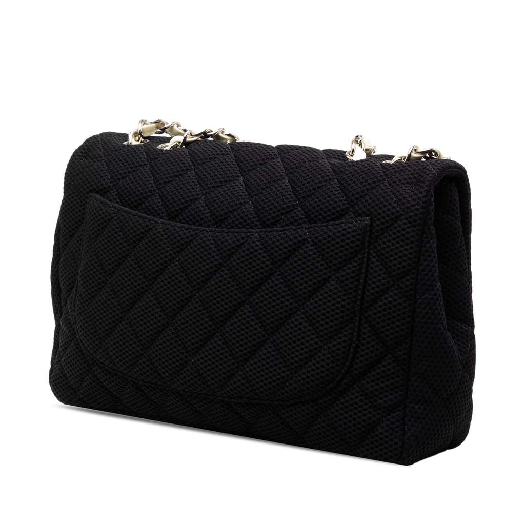 Chanel Jumbo Classic Mesh Single Flap Black Polyester Good condition - Back View