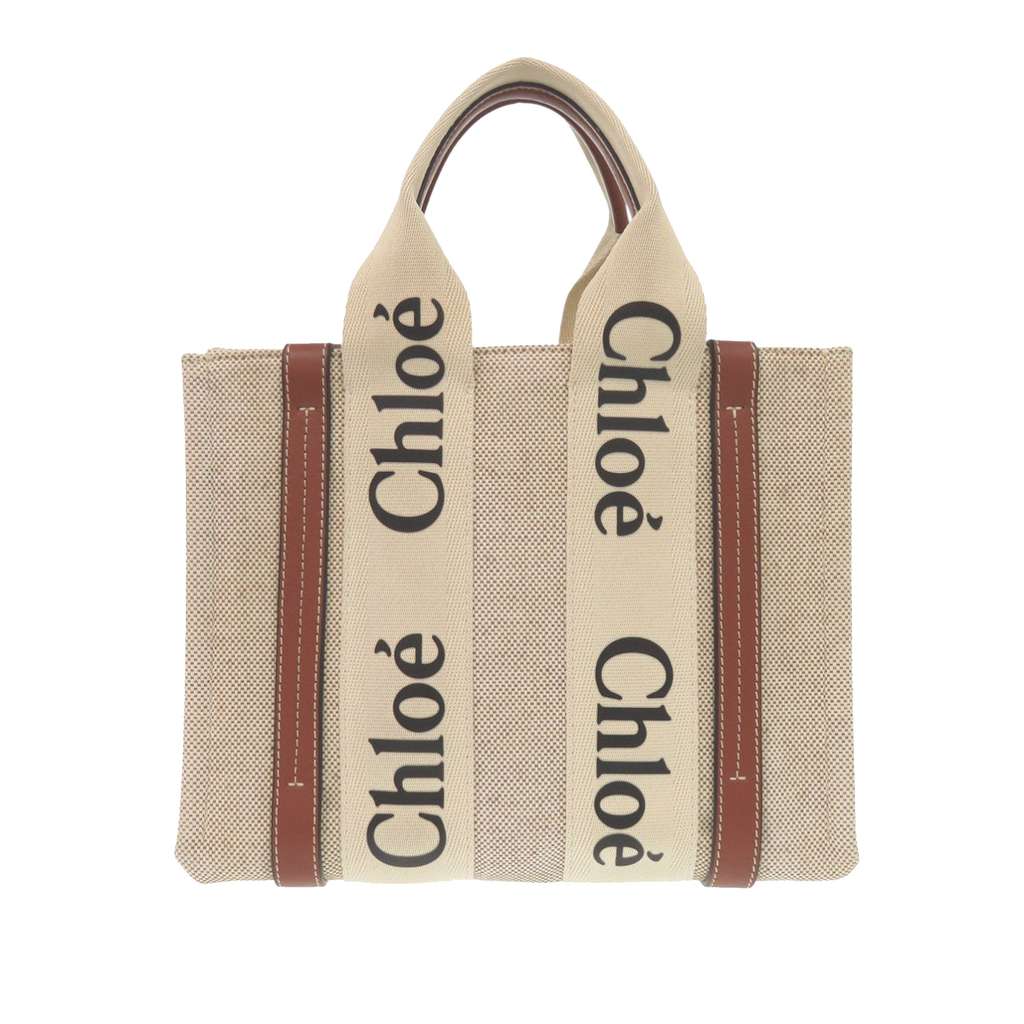 Chloé Small Canvas Woody Tote Beige Canvas Good condition - Back View
