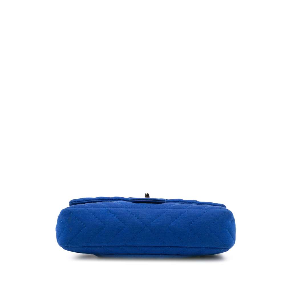 Chanel Medium Chevron Jersey Single Flap Blue Cotton Good condition - Inside View