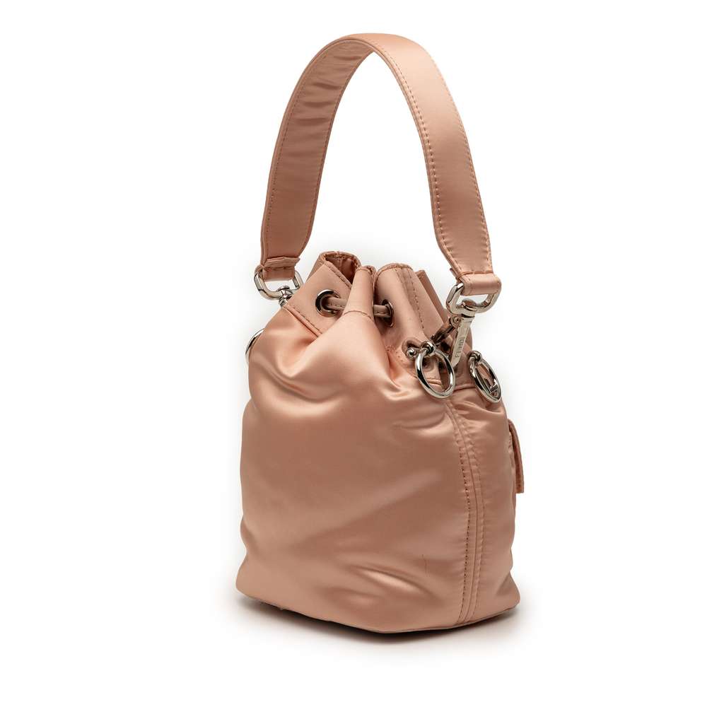 Fendi Mini Satin Mon Tresor Bucket Bag Pink Satin Very good condition - Back View