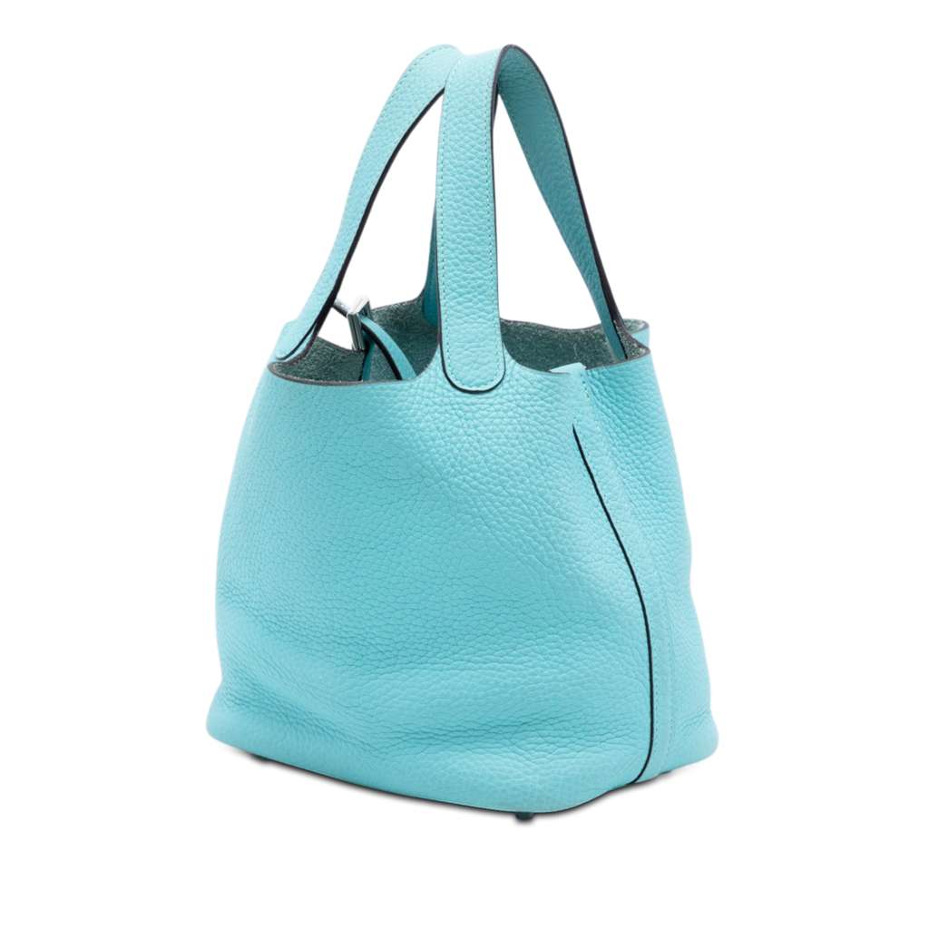 Hermès Clemence Picotin Lock 18 Blue Leather Good condition - Back View