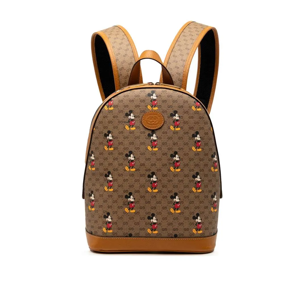 Gucci Disney Small Micro GG Supreme Mickey Mouse Dome Backpack Brown Canvas Very good - Front View