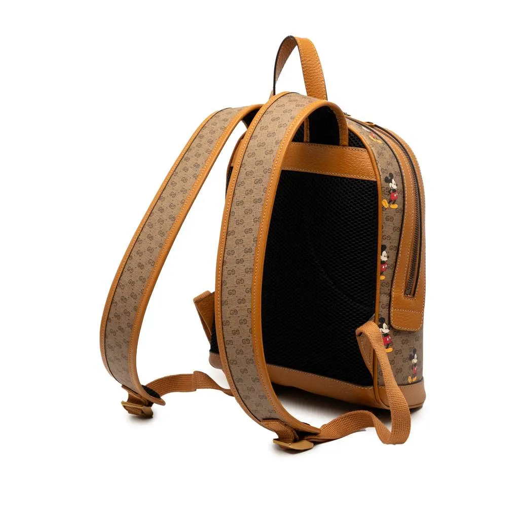Gucci Disney Small Micro GG Supreme Mickey Mouse Dome Backpack Brown Canvas Very good - Back View