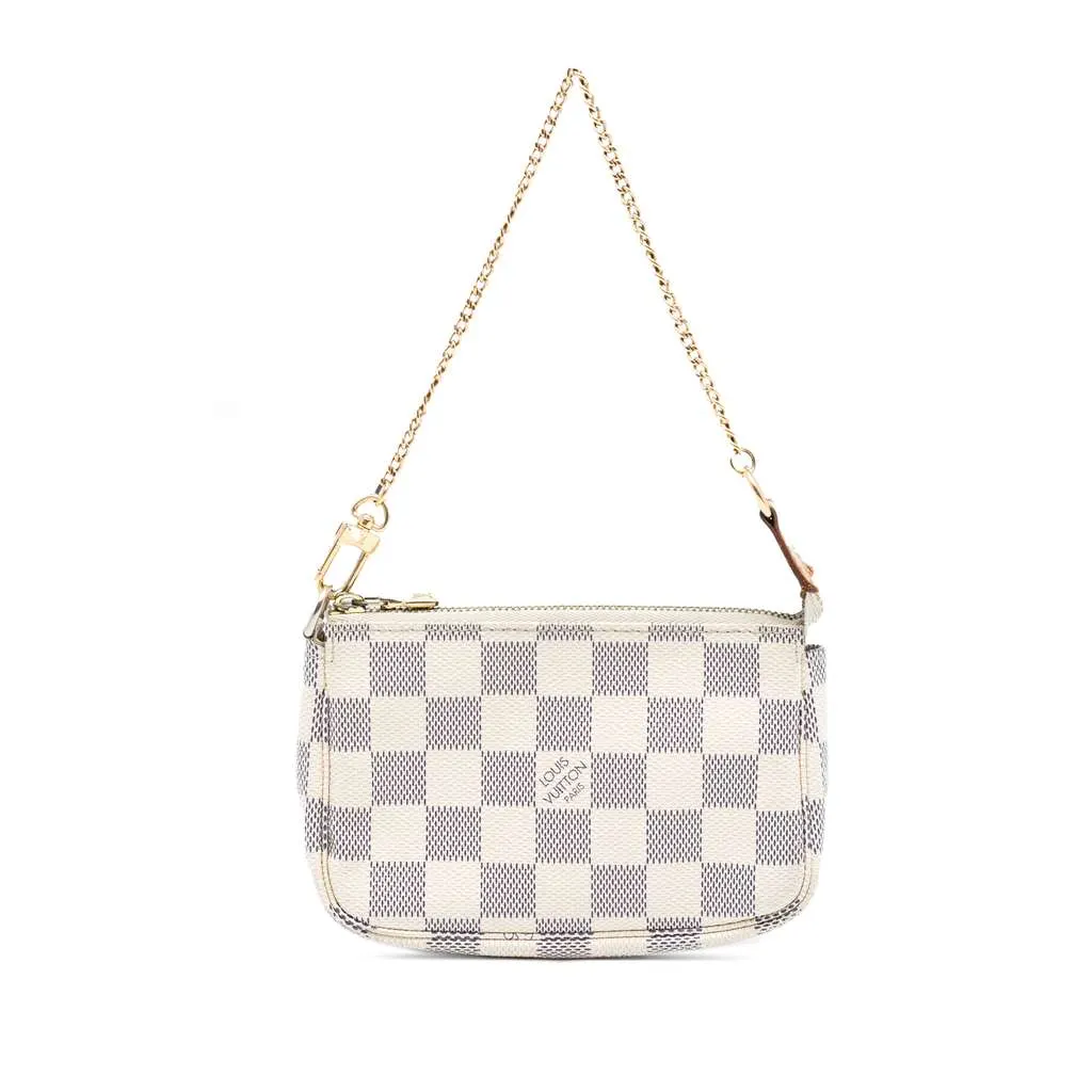 Louis Vuitton Damier Azur Mini Pochette Accessoires White Canvas Very good - Front View