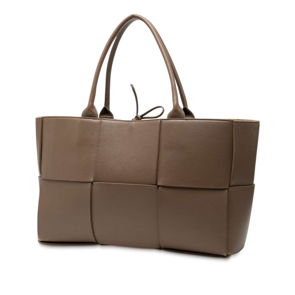 Bottega Veneta Medium Nappa Maxi Intrecciato Arco Tote Brown Leather Very good condition - Back View