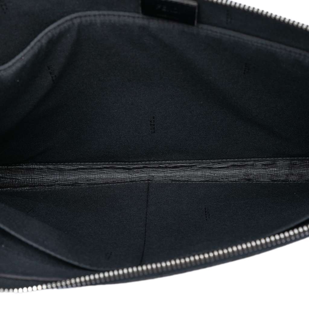 Fendi Leather Trimmed Zucca Coated Canvas Clutch Black Canvas Good condition - Model View