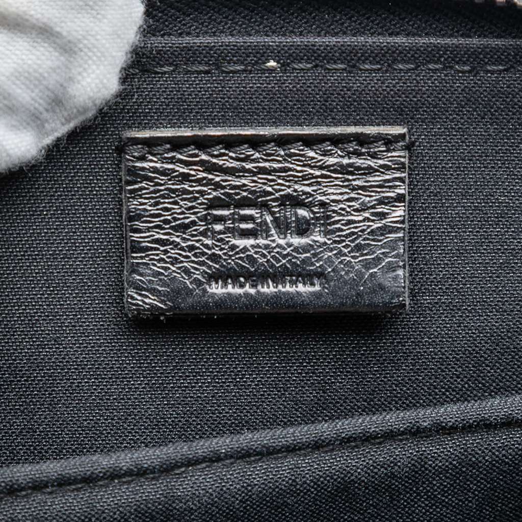 Fendi Leather Trimmed Zucca Coated Canvas Clutch Black Canvas Good condition - Box View