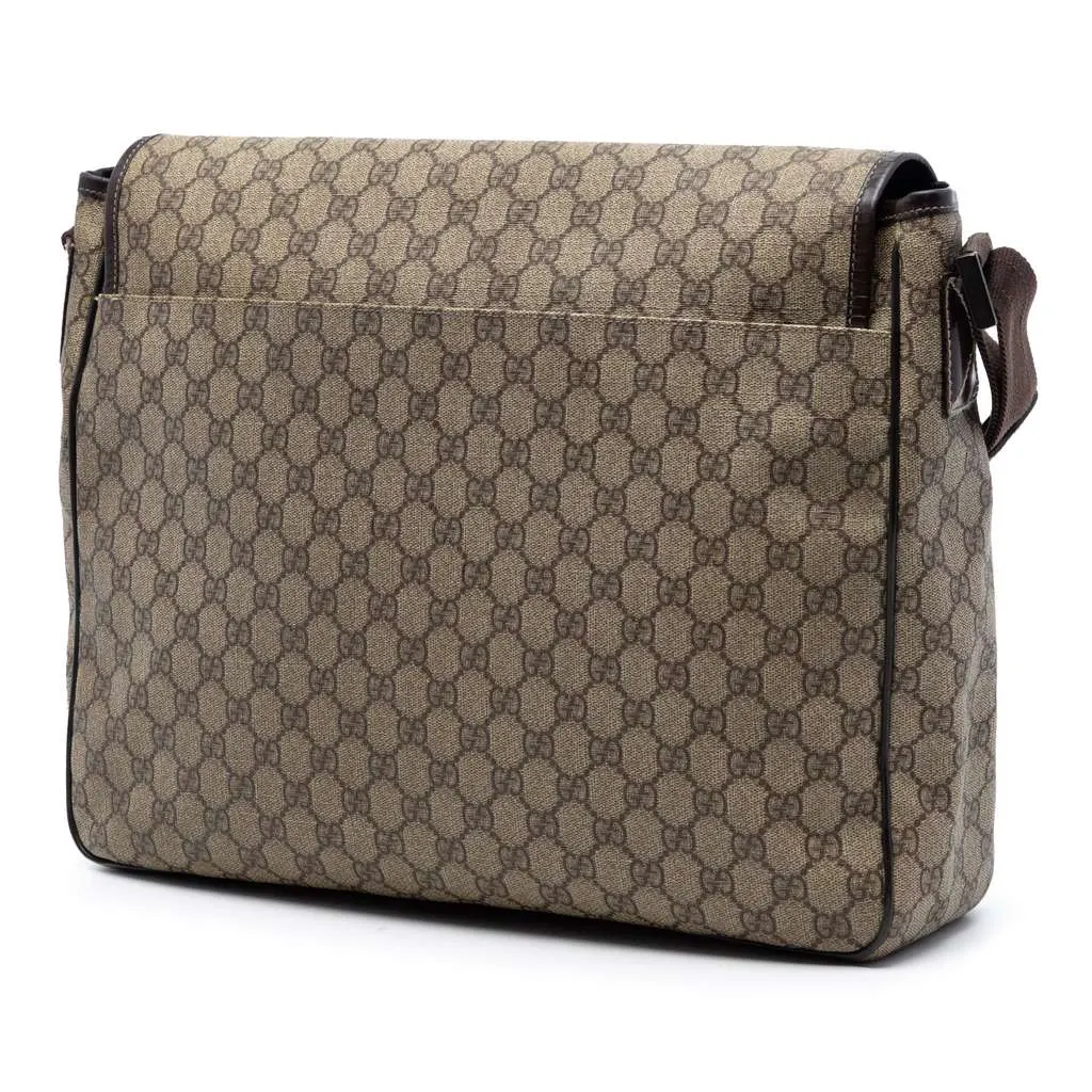 Gucci Large GG Supreme Interlocking G Messenger Bag Beige Very good - Back View