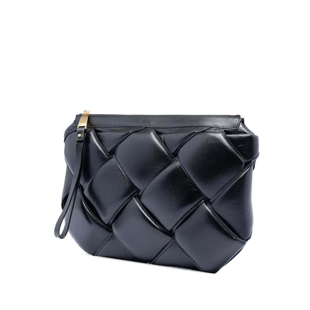 Bottega Veneta Nappa Maxi Intrecciato Padded Clutch Black Leather Good condition - Back View