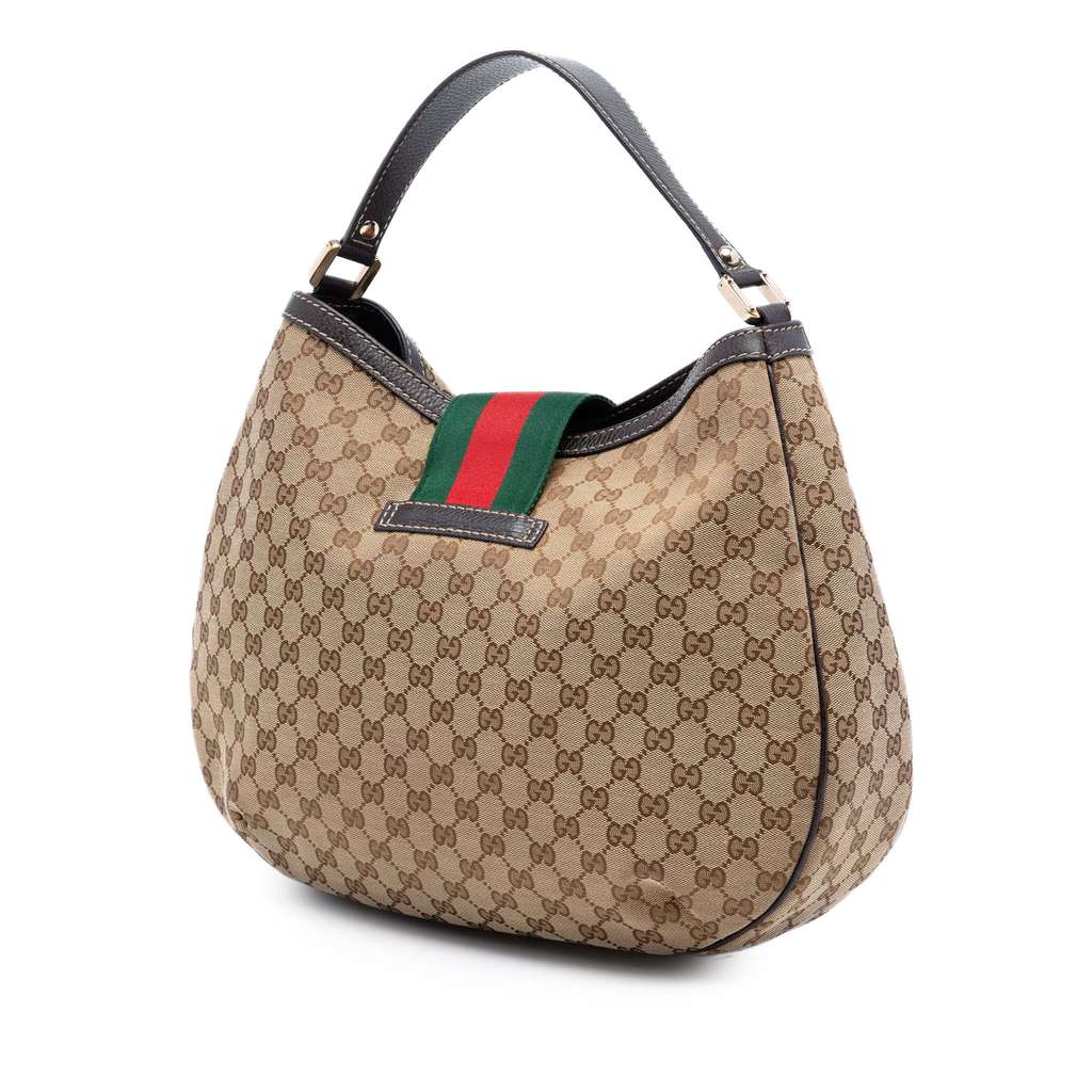 Gucci Large GG Canvas Web New Ladies Hobo Beige Good condition - Back View