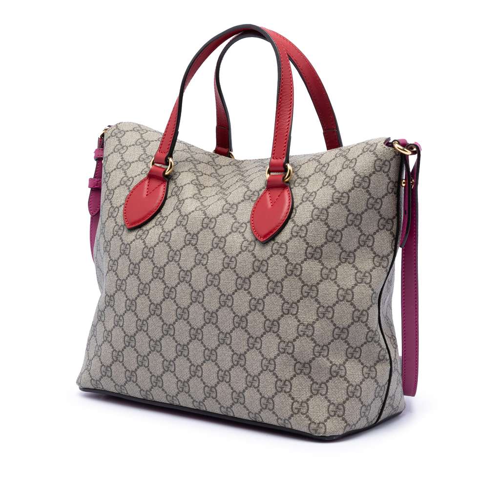 Gucci GG Supreme Linea A Foldover Tote Beige Good condition - Back View