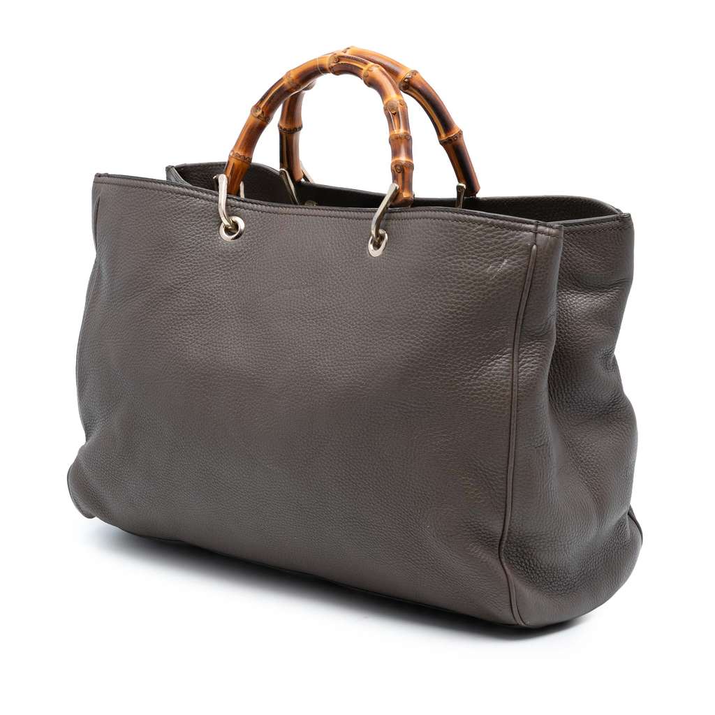 Gucci Large Calfskin Bamboo Shopper Satchel Brown Leather Good condition - Back View