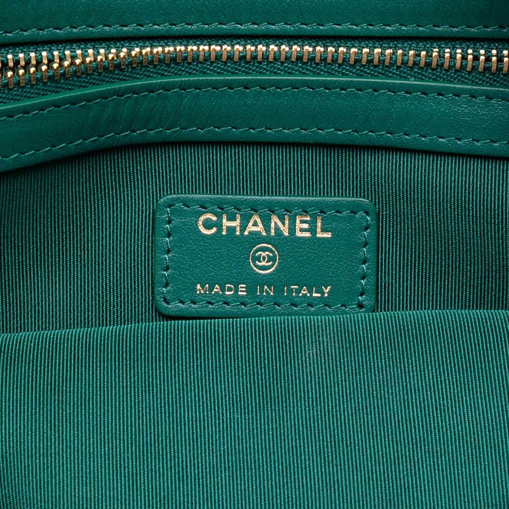 Chanel Medium Quilted Jersey O Case Clutch Blue Cotton Good condition - Box View