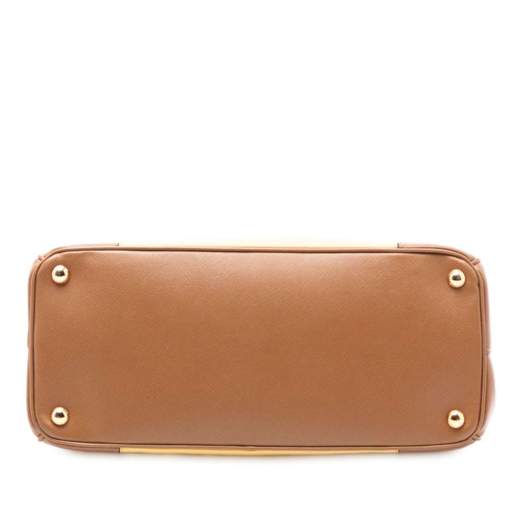 Prada Medium Bicolor Saffiano Lux Galleria Double Zip Satchel Beige Leather Good condition - Inside View