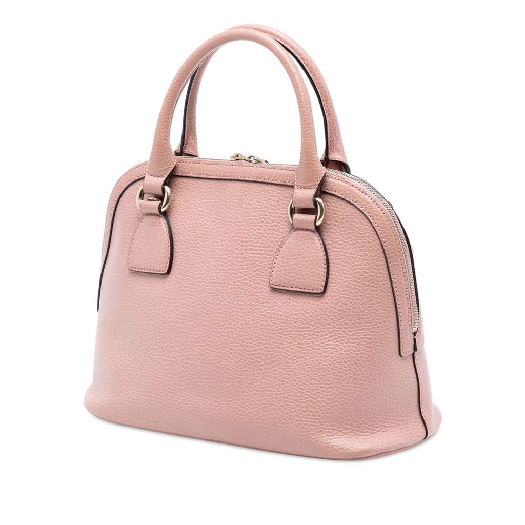 Gucci Small Dollar Calfskin GG Charm Dome Satchel Pink Leather Good condition - Back View