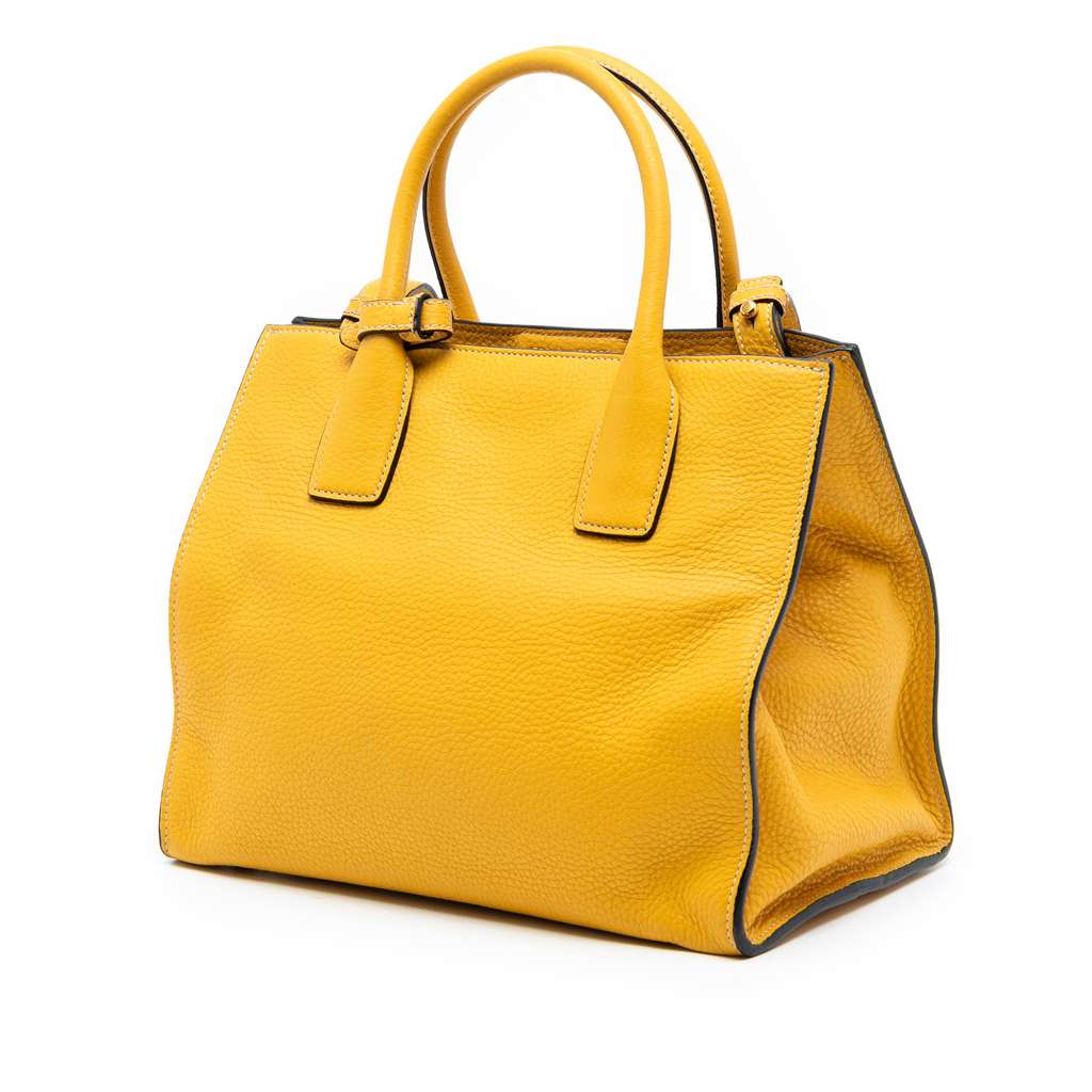 Prada Vitello Daino Open Convertible Tote Yellow Leather Good condition - Back View