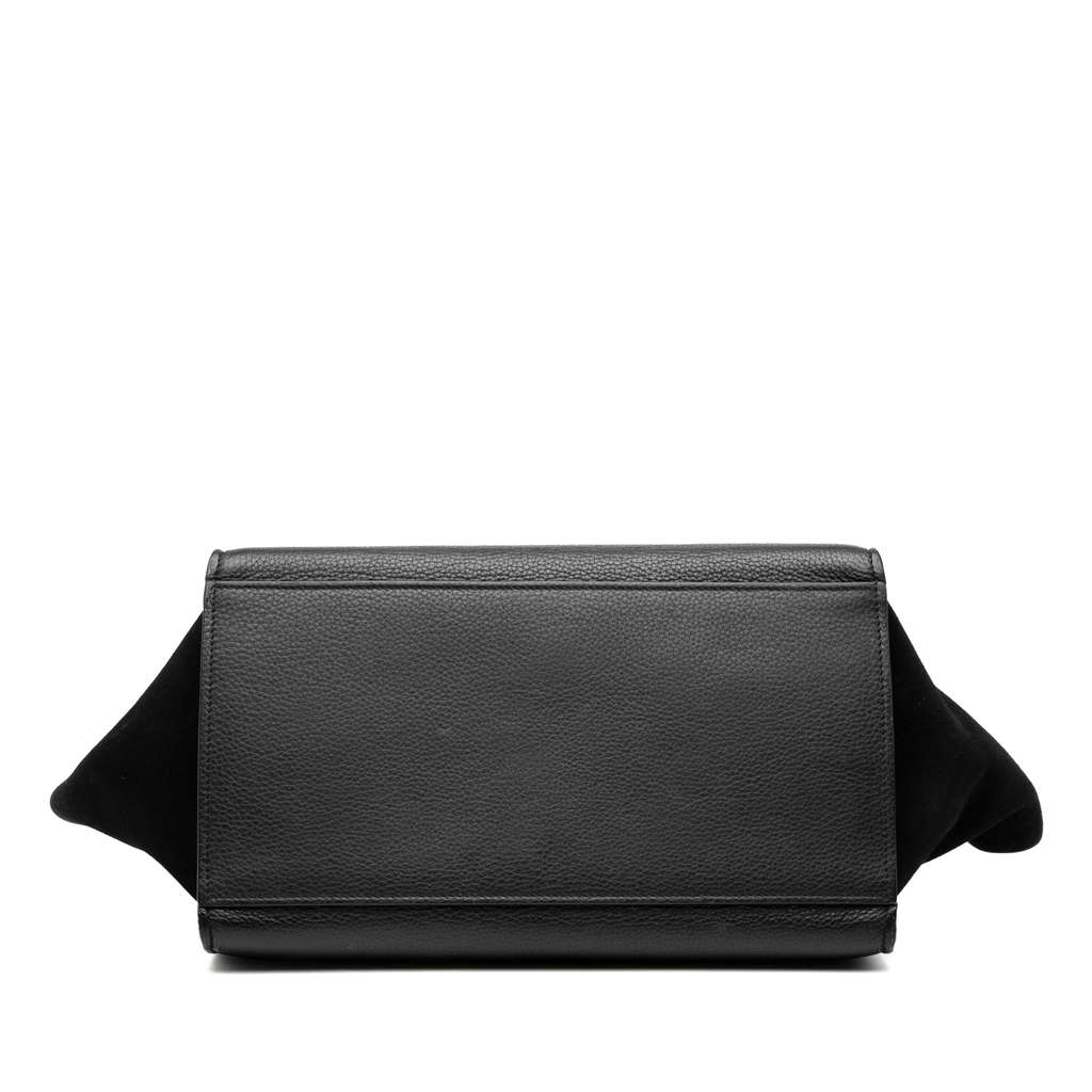 Celine Small Drummed Calfskin and Suede Trapeze Satchel Black Leather Good condition - Inside View