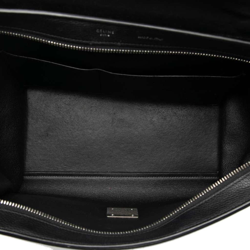 Celine Small Drummed Calfskin and Suede Trapeze Satchel Black Leather Good condition - Model View