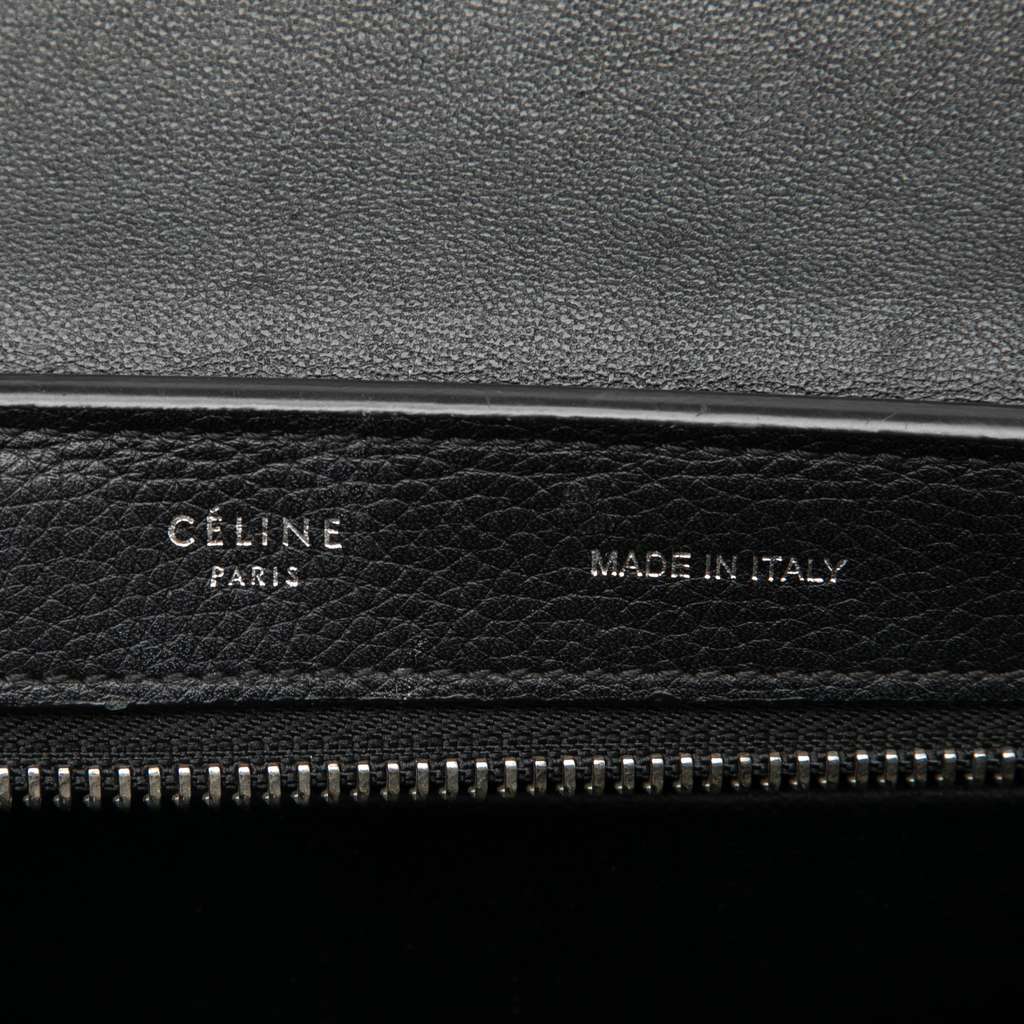Celine Small Drummed Calfskin and Suede Trapeze Satchel Black Leather Good condition - Box View