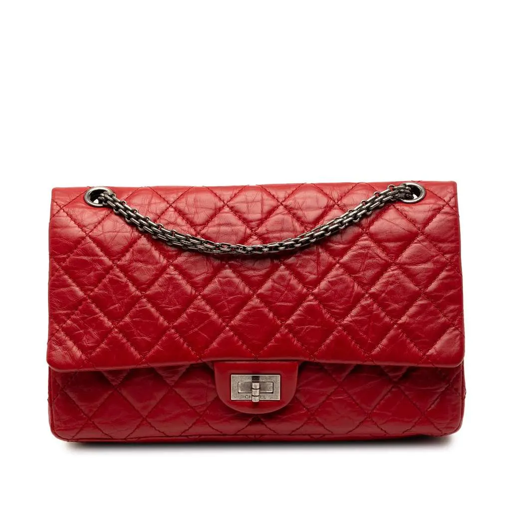 Chanel Quilted Aged Calfskin Reissue 2.55 Double Flap 226 Red Leather Very good - Front View