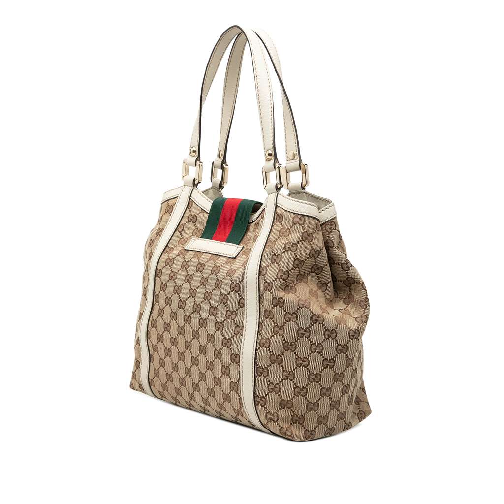 Gucci GG Canvas Web New Ladies Tote Beige Canvas Good condition - Back View